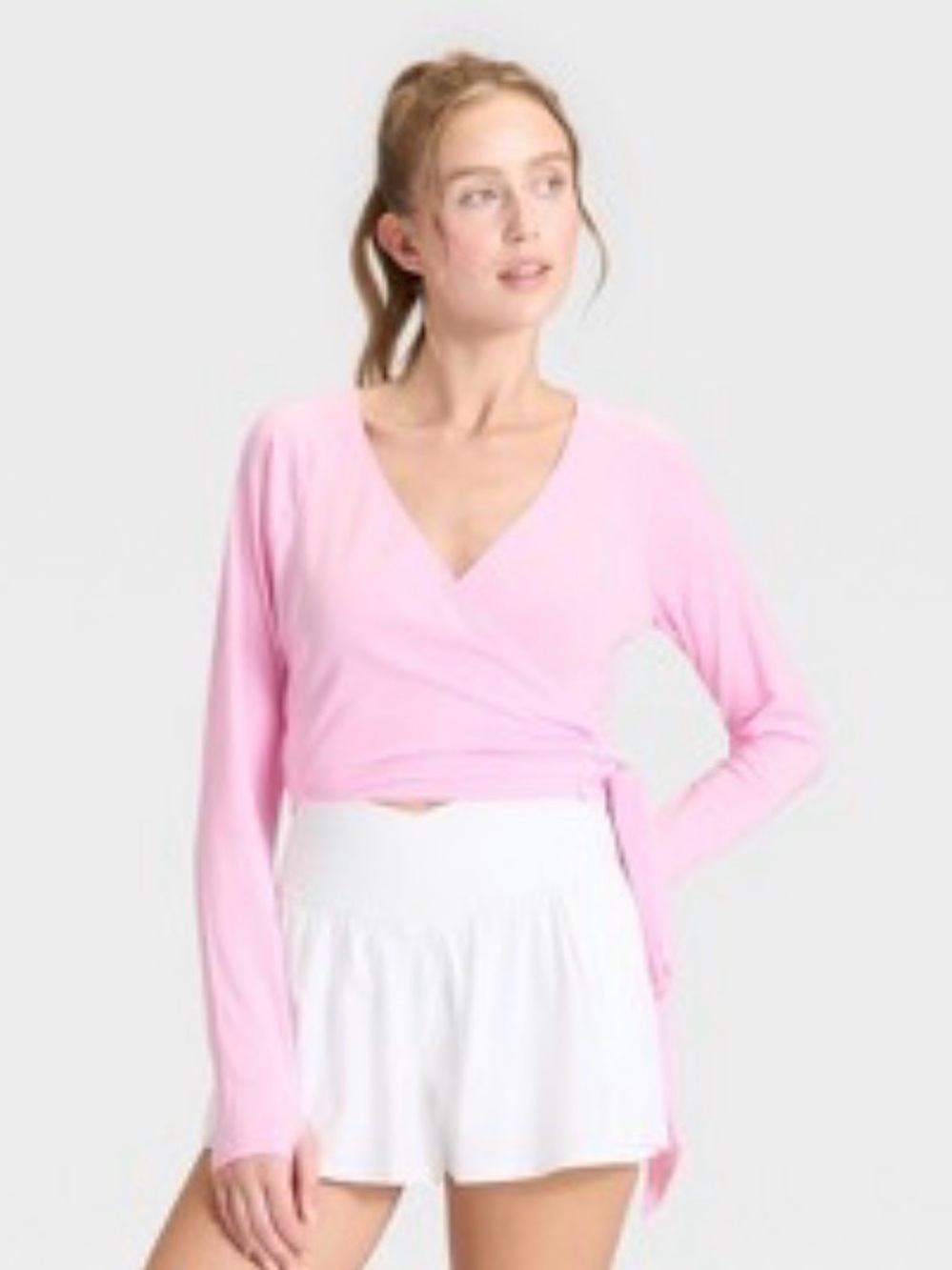 JoyLab long sleeve wrap/tie top size Large